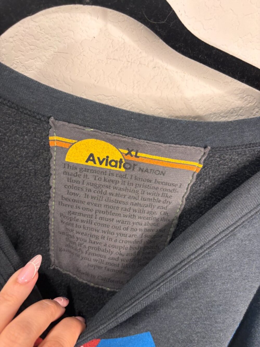 Aviator Nation Womens Logo Sweatshirt Charcoal XL - Picture 3 of 4